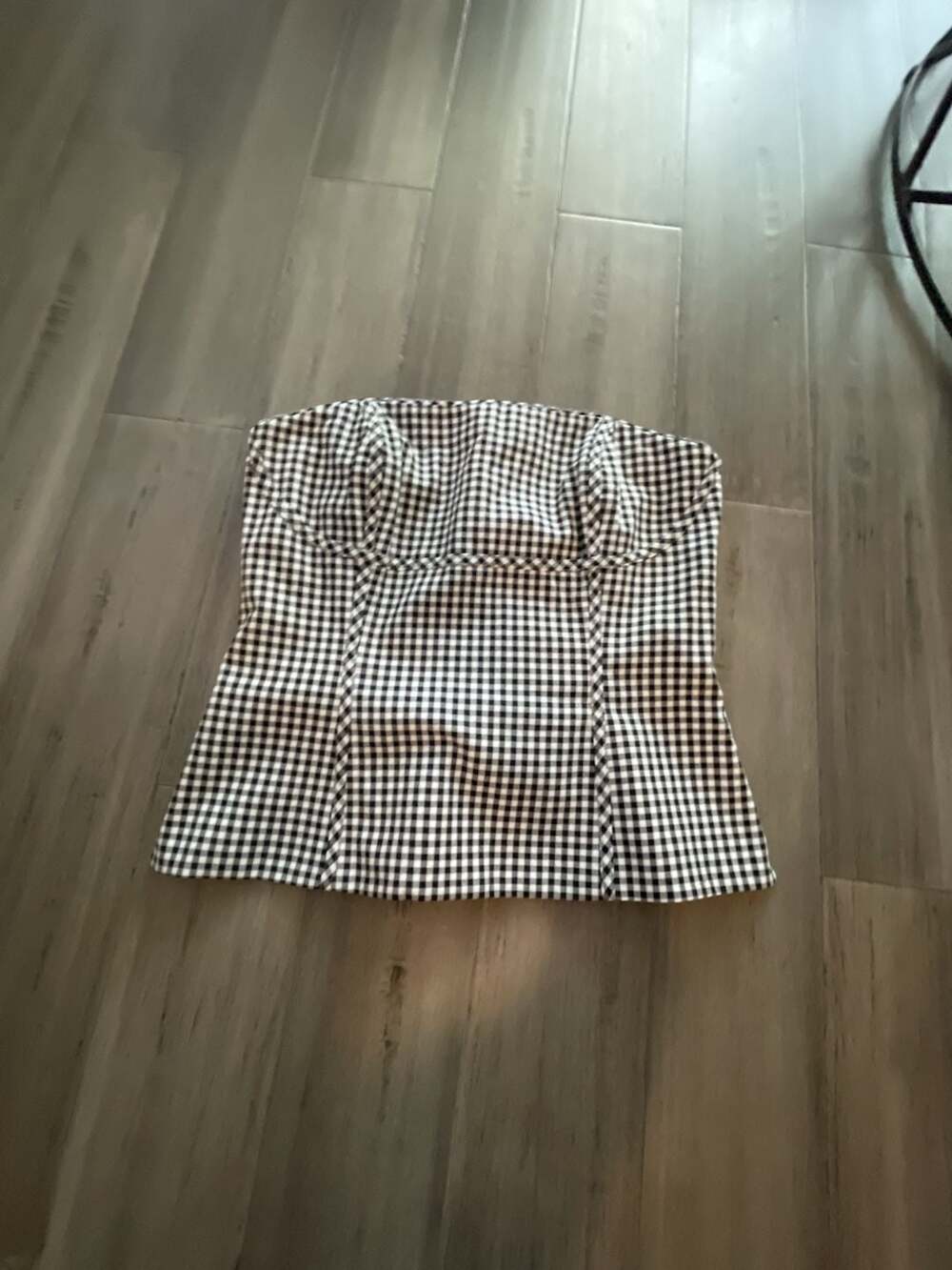White House Black Market Gingham Strapless Corset Top Size 10